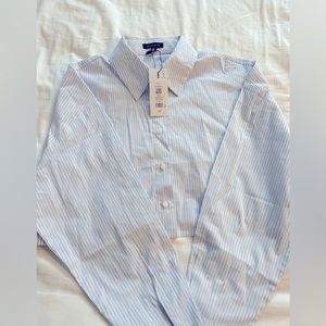 Cropped button up poplin shirt